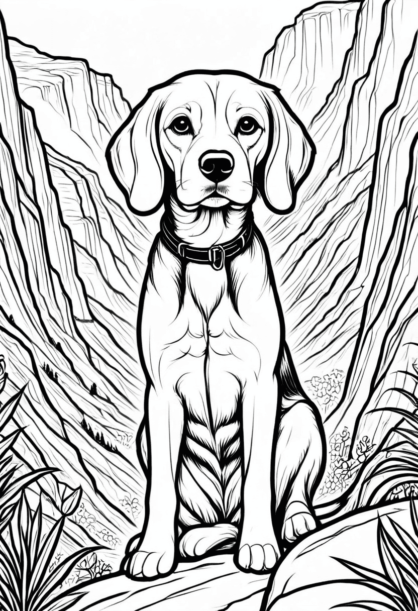 Adventurous Labrador — free printable coloring page to download and print