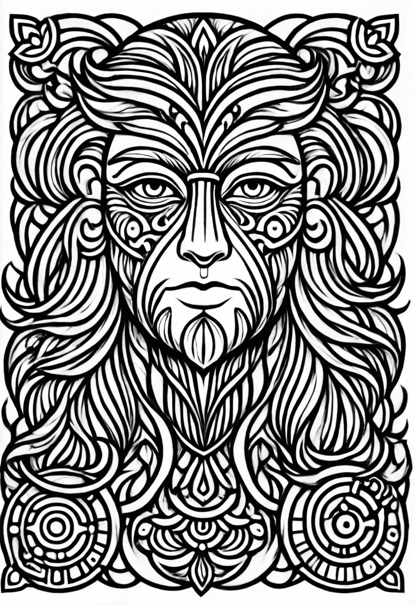 Ancient Face Art — free printable coloring page to download and print