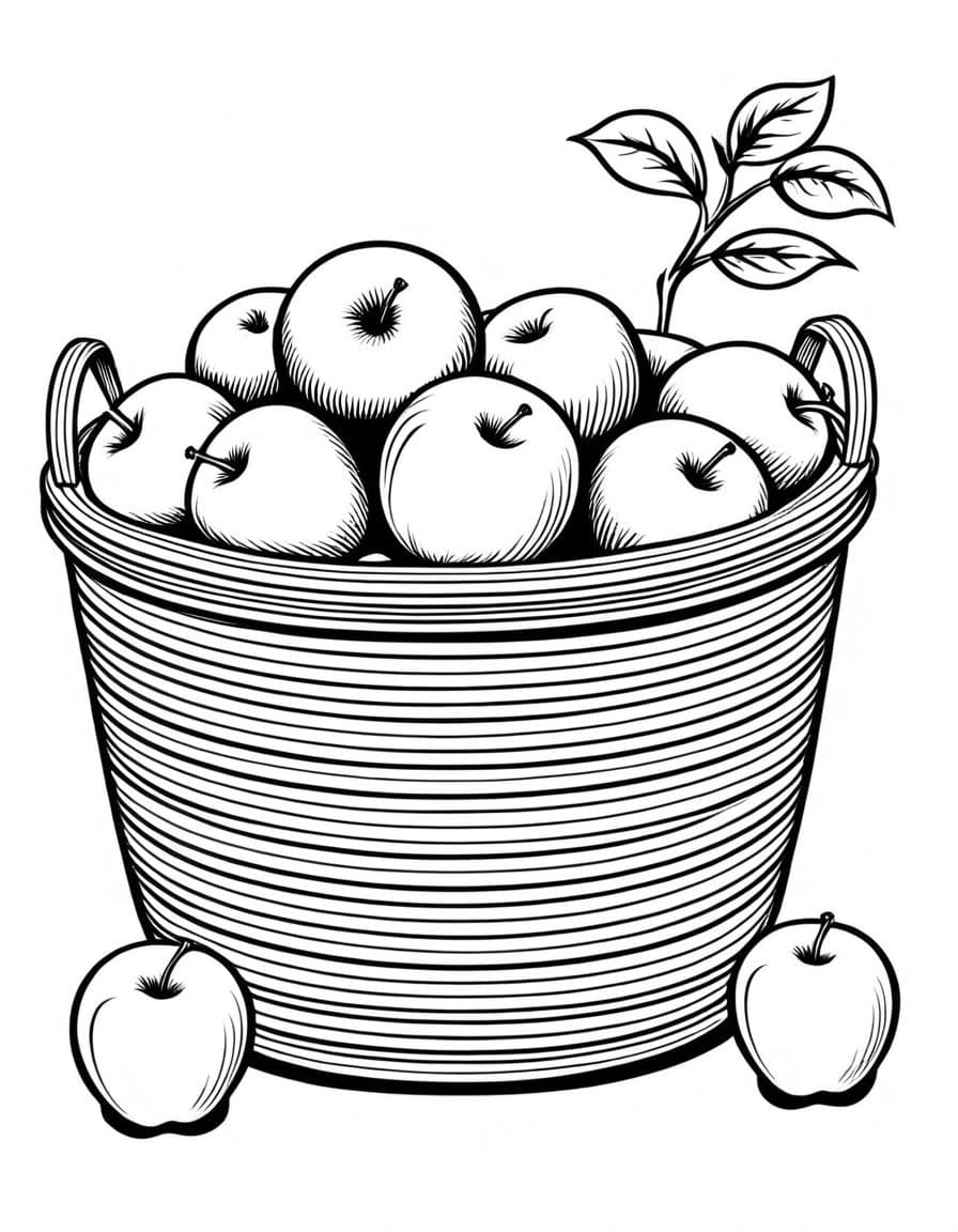 Apple Harvest Delight — free printable coloring page to download and print