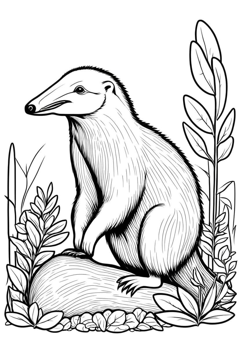 Badger in Nature — free printable coloring page to download and print
