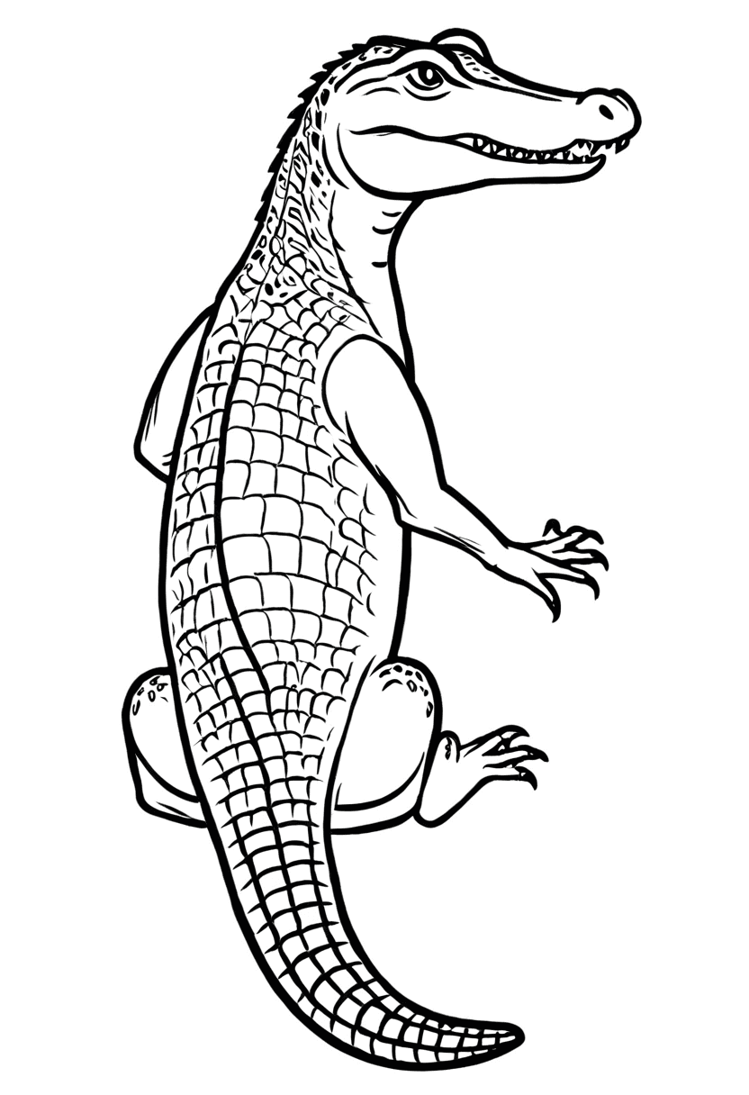Cartoon Alligator — free printable coloring page to download and print
