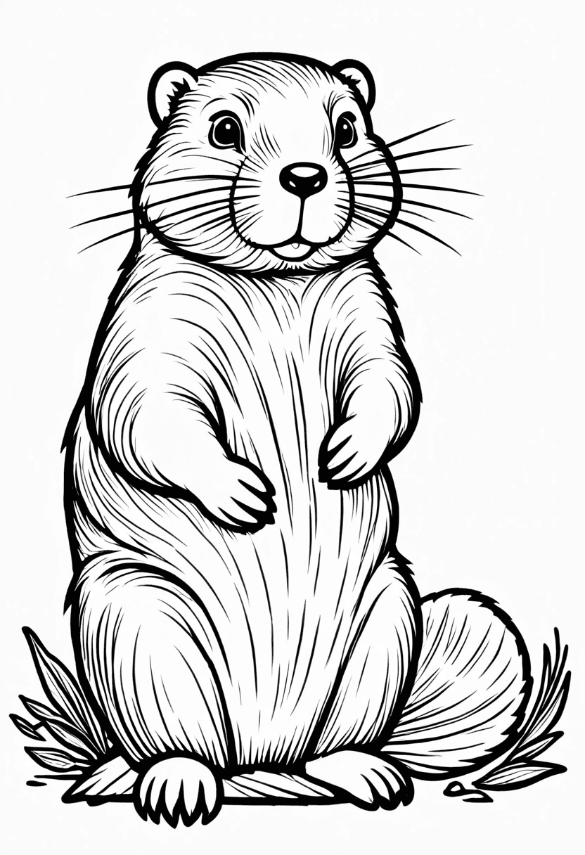 Cartoon Beaver — free printable coloring page to download and print