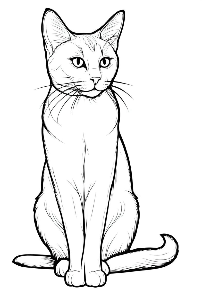 Cat Pose — free printable coloring page to download and print