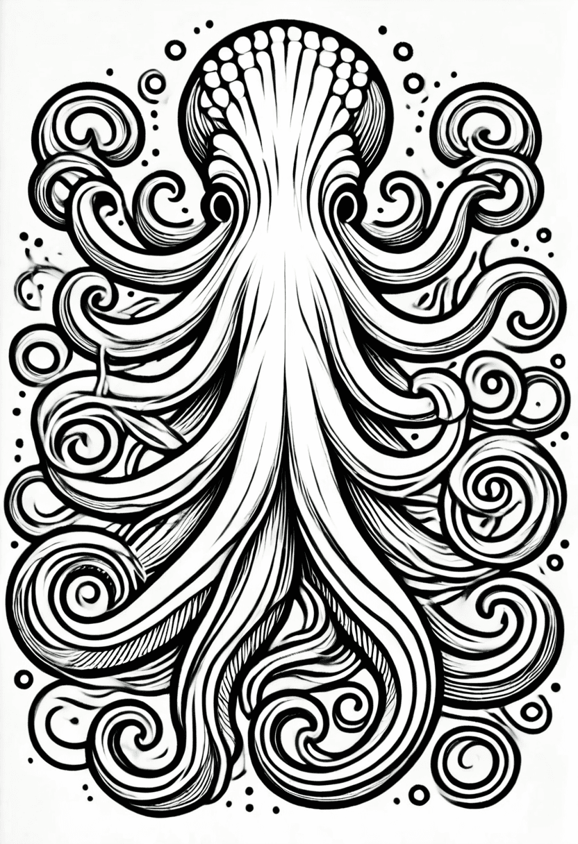 Celestial Octopus — free printable coloring page to download and print