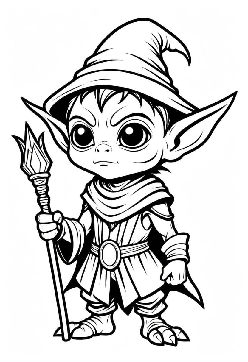 Chibi Wizard — free printable coloring page to download and print