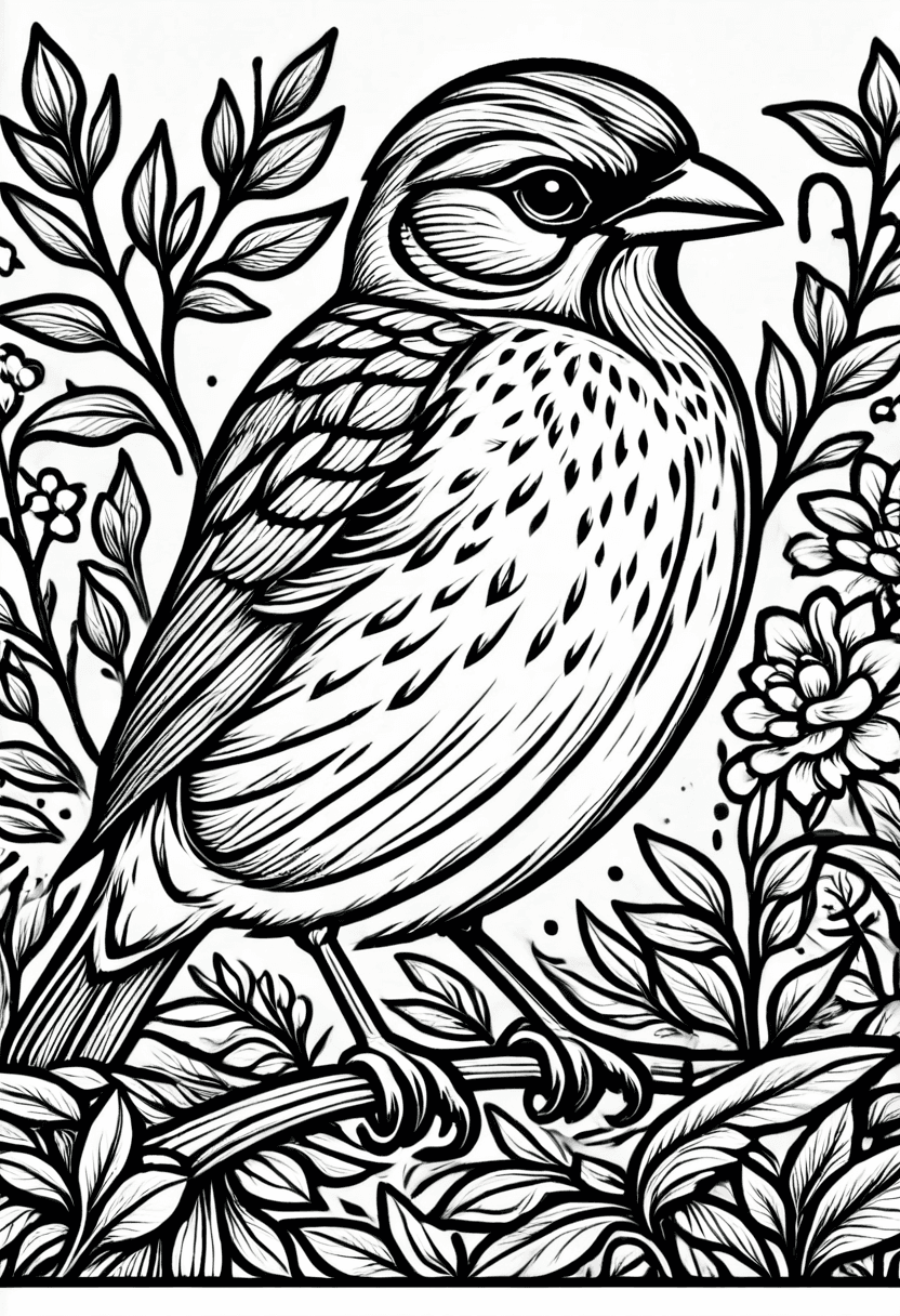 Chirpy Birdlife — free printable coloring page to download and print