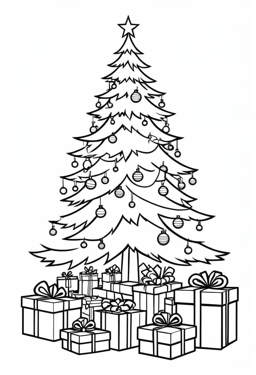 Christmas Gift Presents — free printable coloring page to download and print