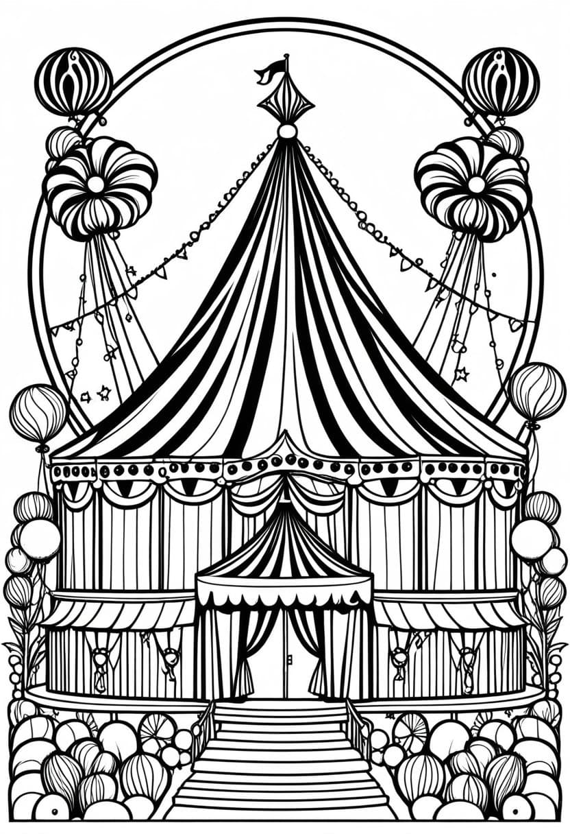 Circus Adventure — free printable coloring page to download and print