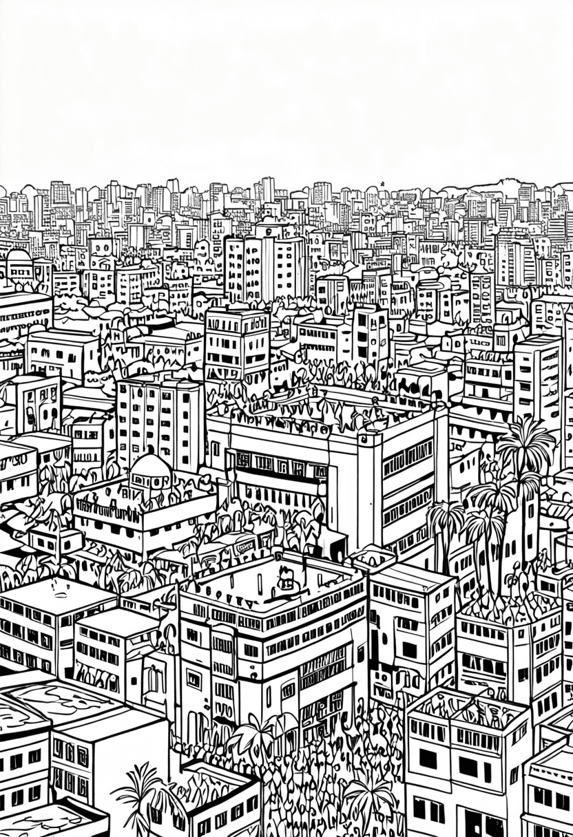 Cityscape — free printable coloring page to download and print