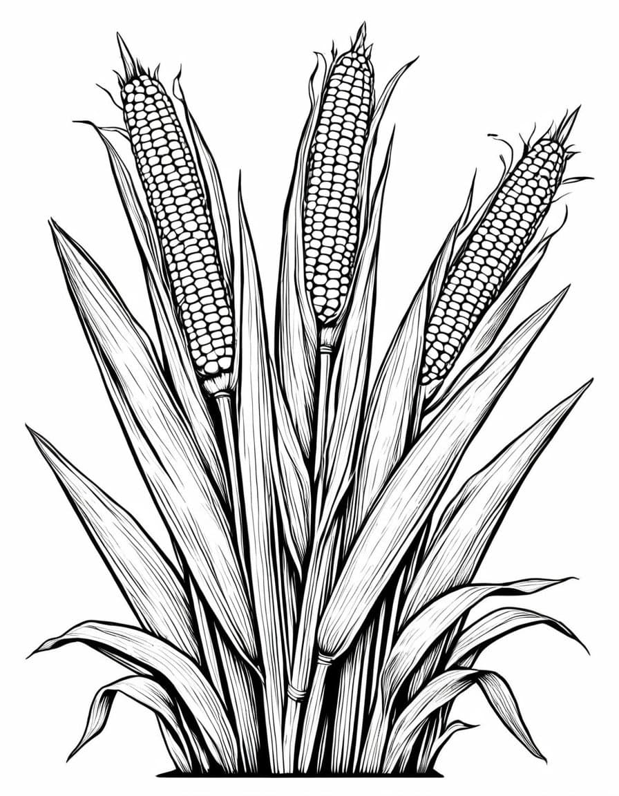 Corn Harvest Celebration — free printable coloring page to download and print