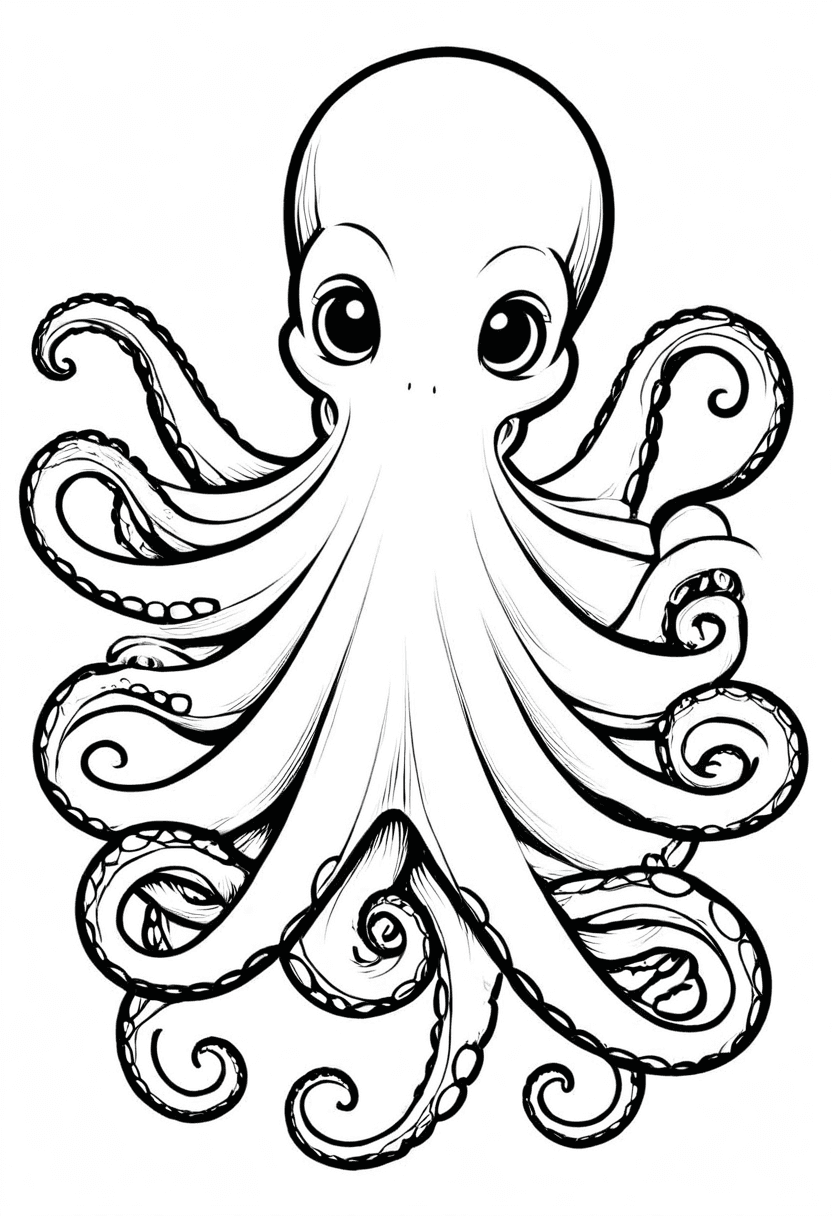 Cute Octopus for Kids — free printable coloring page to download and print