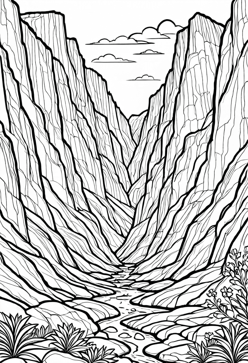 Desert Mountain Escape — free printable coloring page to download and print