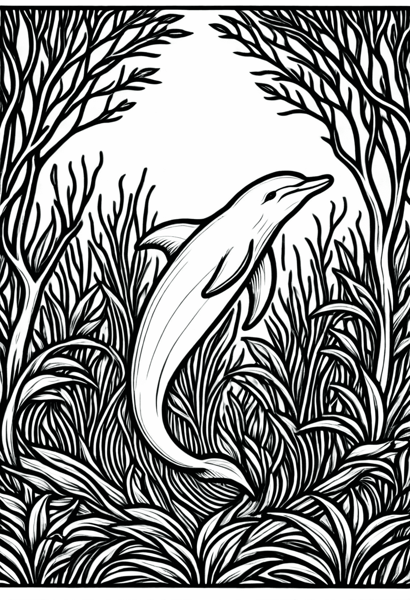 Dolphin in the Wild — free printable coloring page to download and print