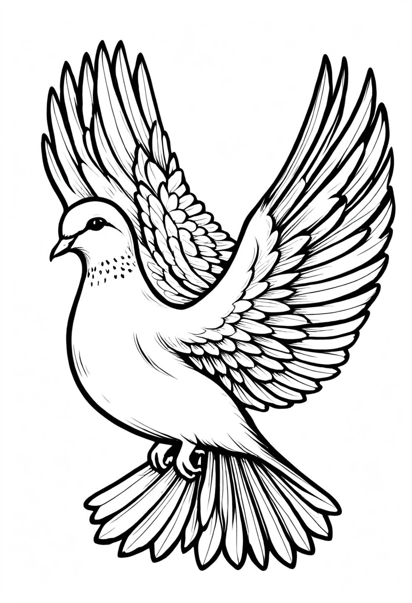 Dove in Flight — free printable coloring page to download and print
