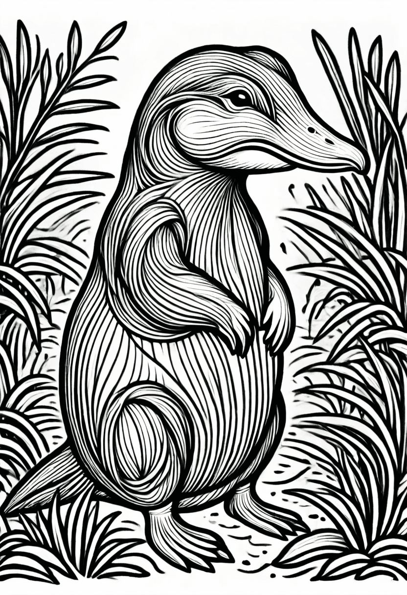 Duck in the Wild — free printable coloring page to download and print
