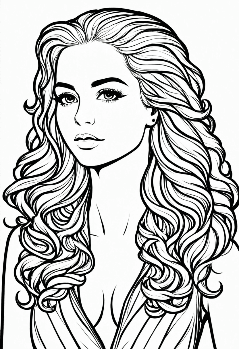 Elegant Female Portrait — free printable coloring page to download and print