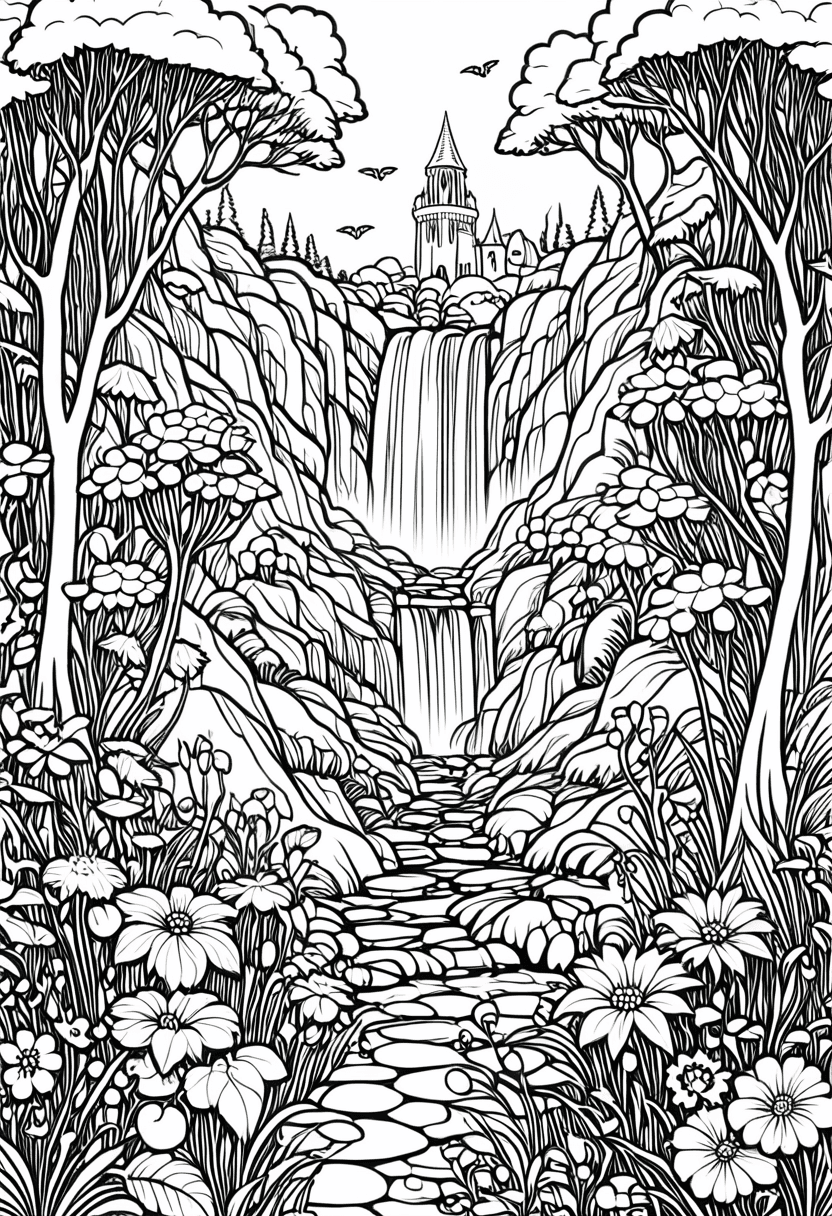 Enchanted Forest Path — free printable coloring page to download and print