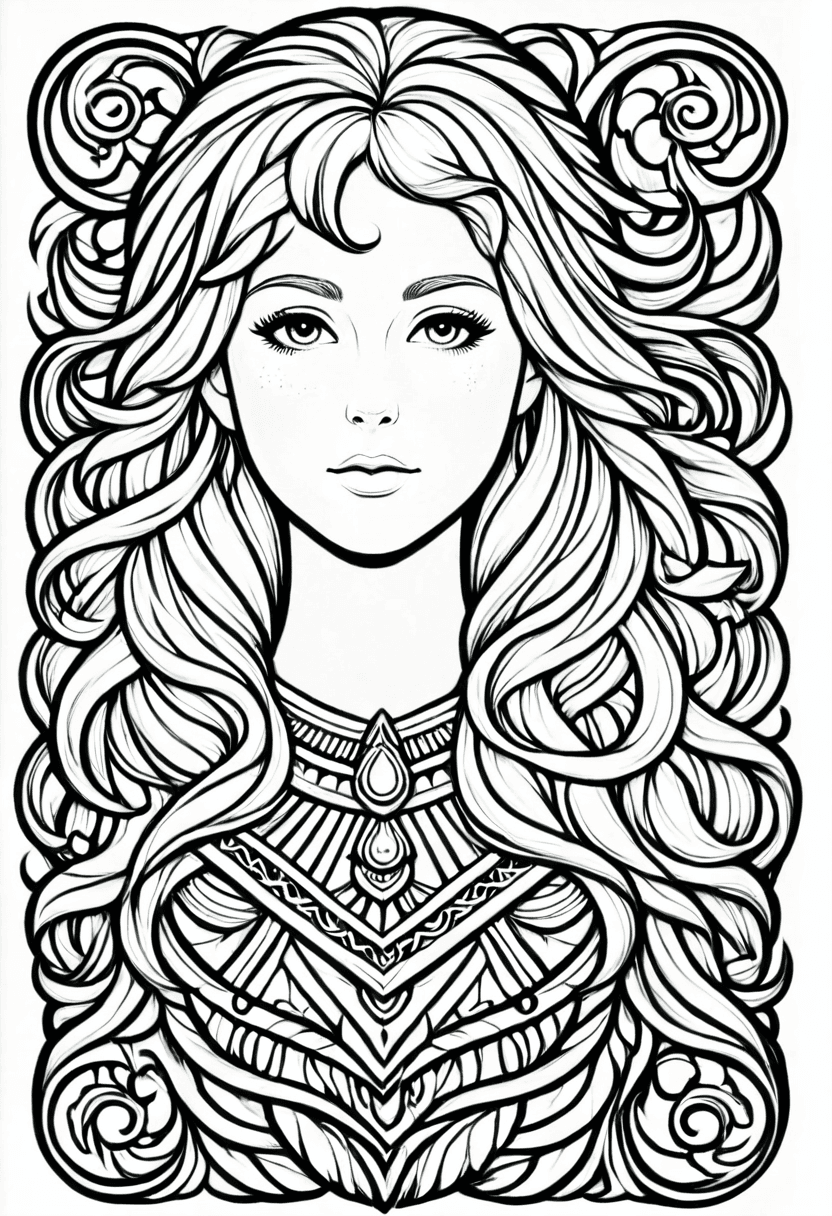 Fantasy Art: Mythical Beauty — free printable coloring page to download and print