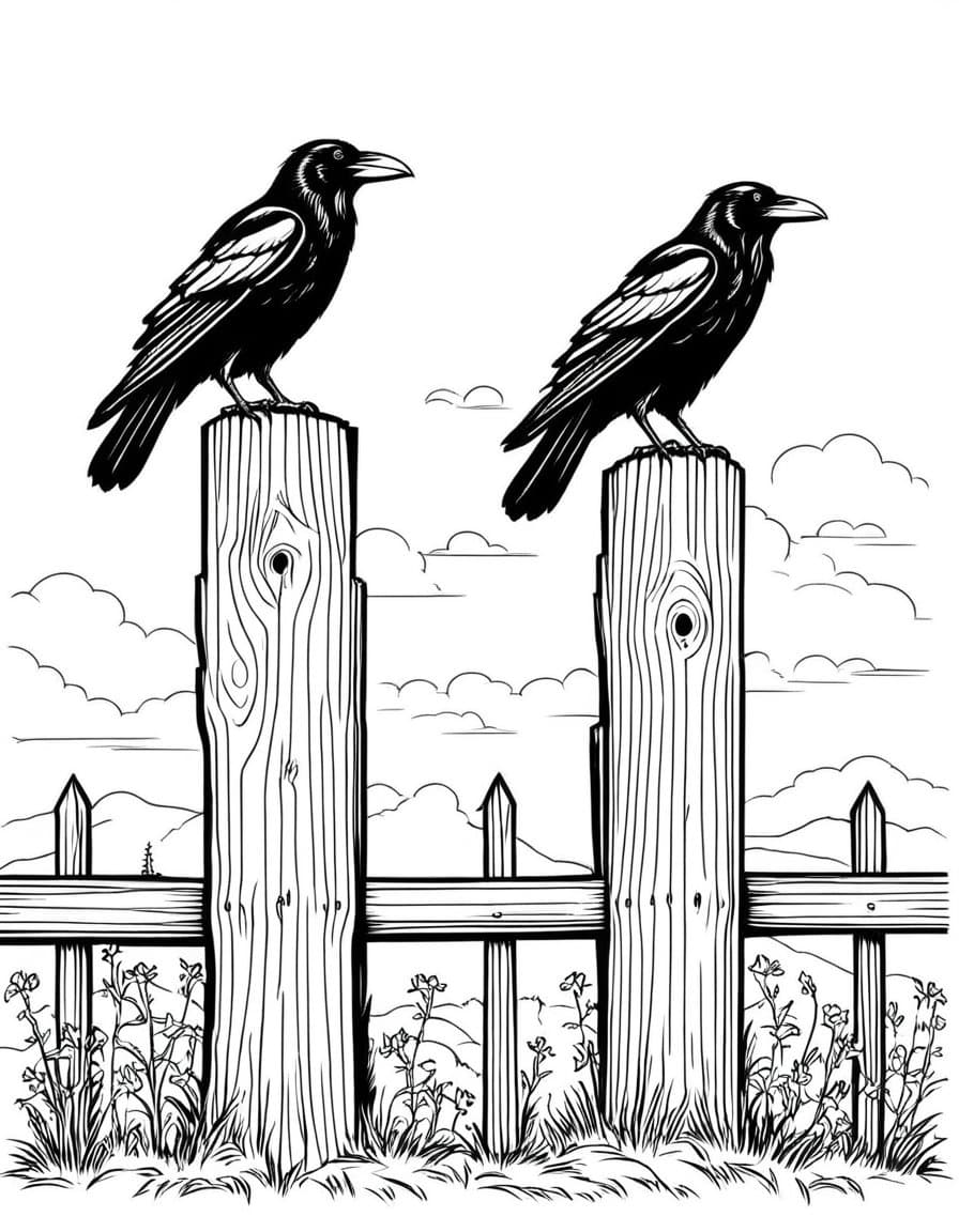 Flocking Posts — free printable coloring page to download and print