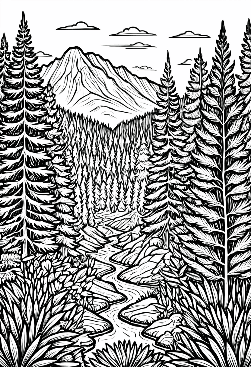 Forest Pathway — free printable coloring page to download and print