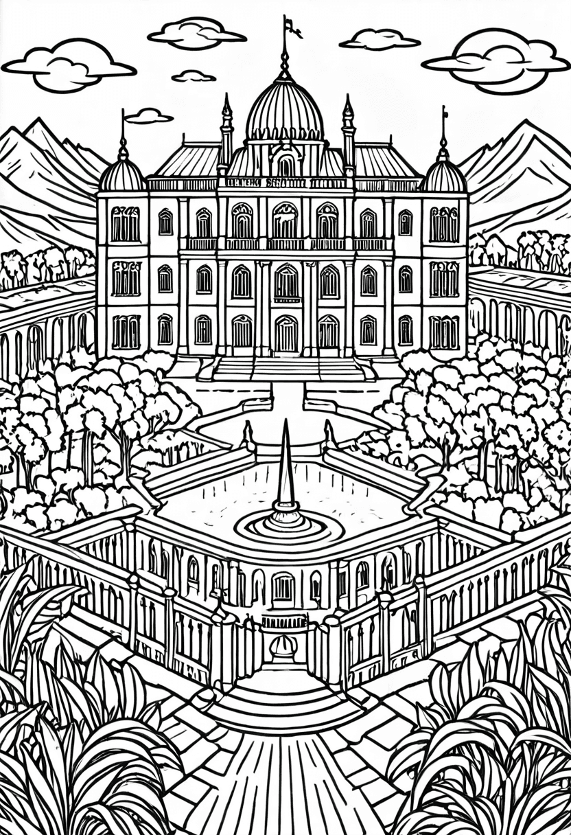 Grand Mosque — free printable coloring page to download and print