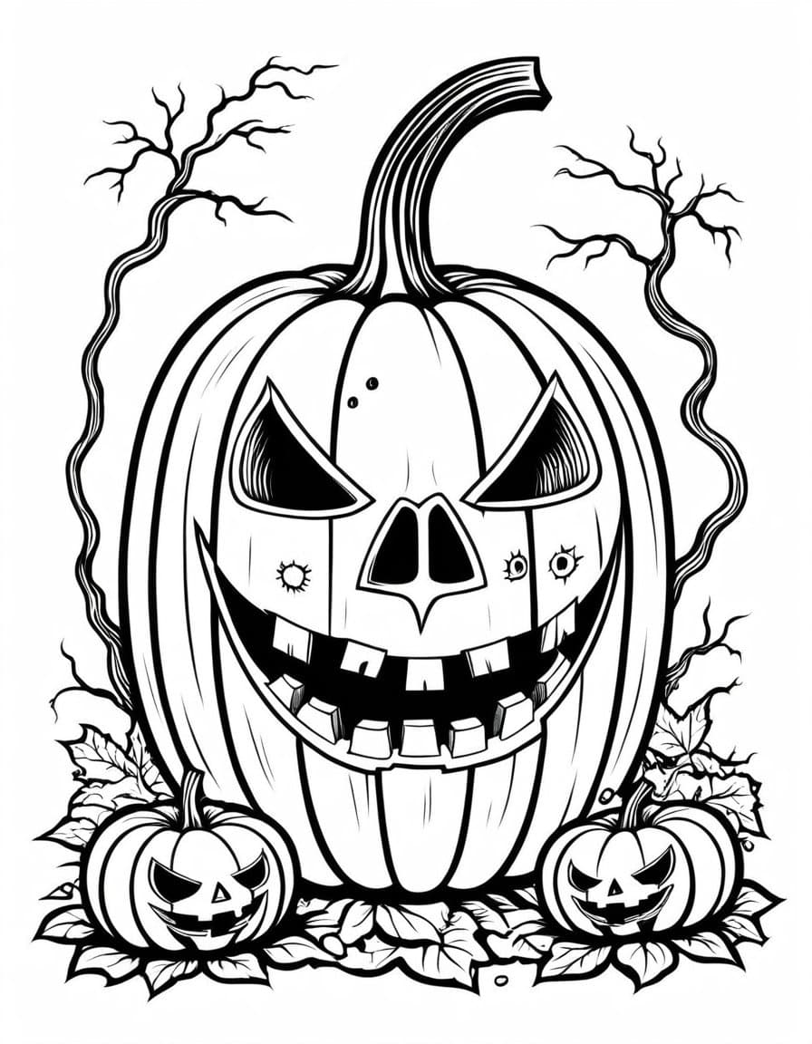 Halloween Pumpkin Sketch — free printable coloring page to download and print