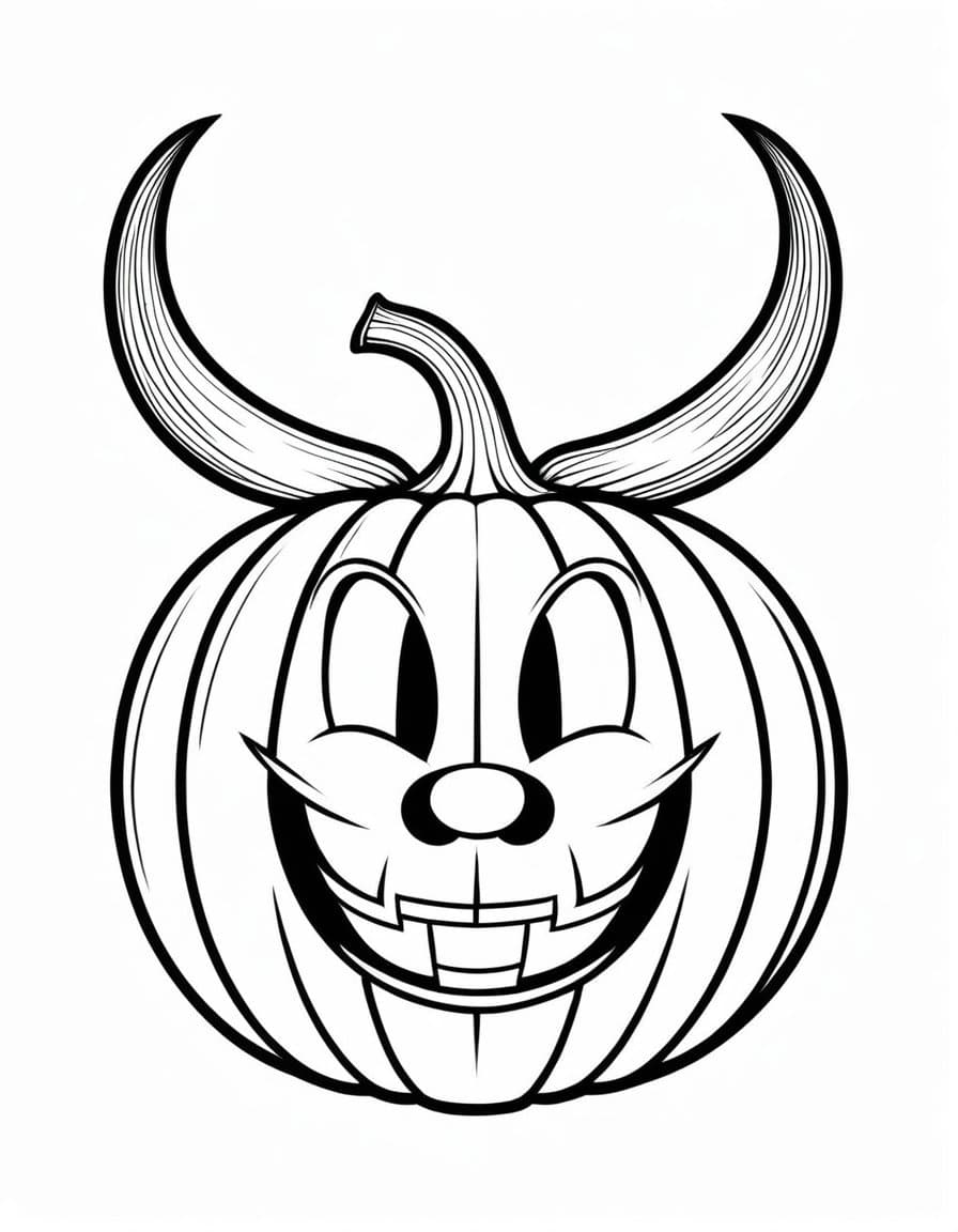 Halloween Pumpkin with BuckTeeth — free printable coloring page to download and print