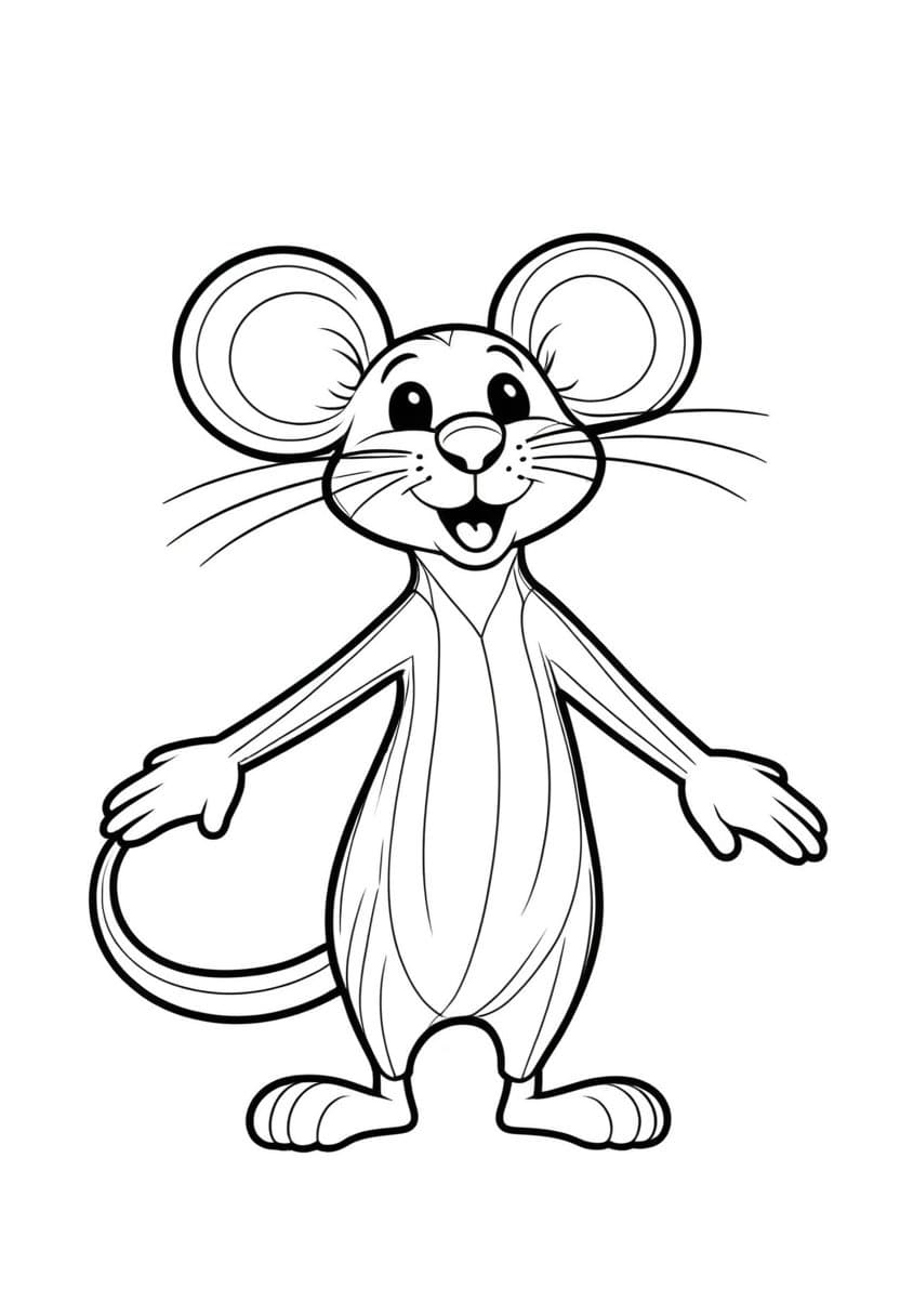Happy Mouse — free printable coloring page to download and print