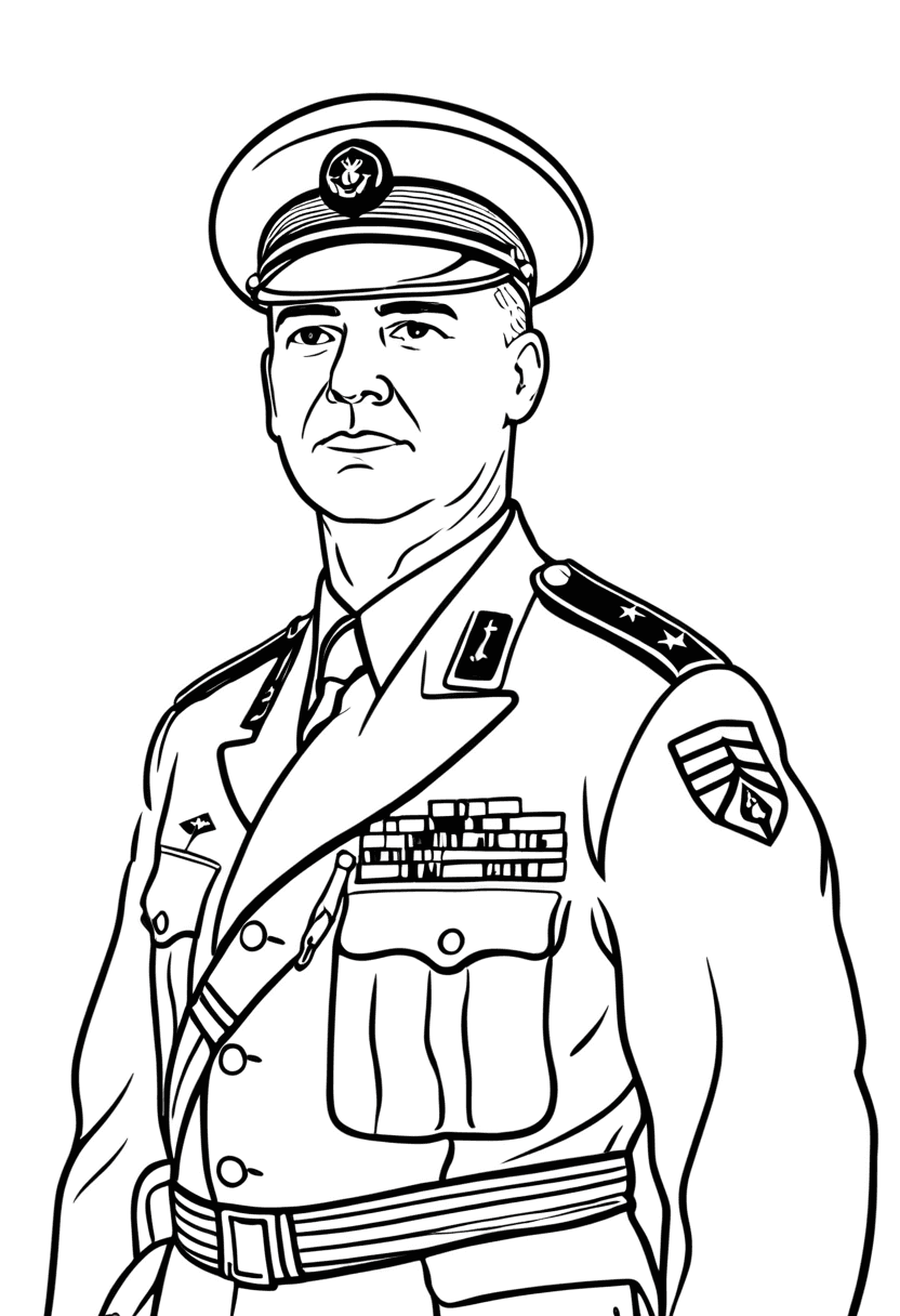 Iconic Military Figure — free printable coloring page to download and print