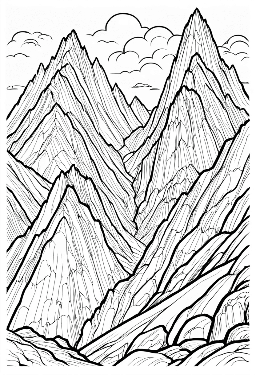 Majestic Mountain Range — free printable coloring page to download and print