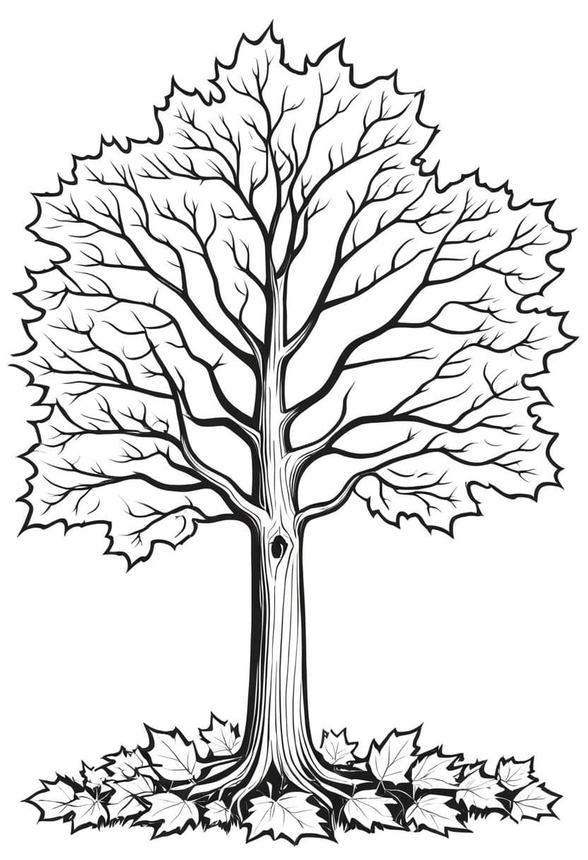 Maple Tree Fall Colors — free printable coloring page to download and print