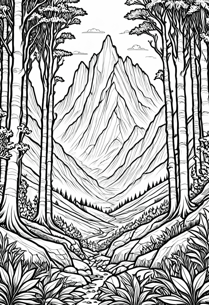 Mountain Wilderness Path — free printable coloring page to download and print