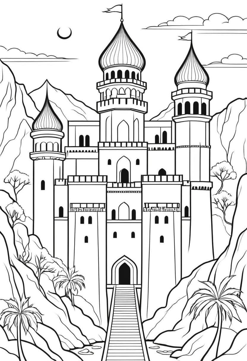 Persian Castle — free printable coloring page to download and print