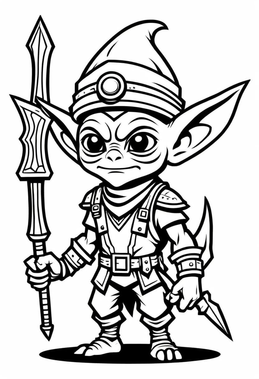 Pixel Art Goblin Artificer 0001 — free printable coloring page to download and print