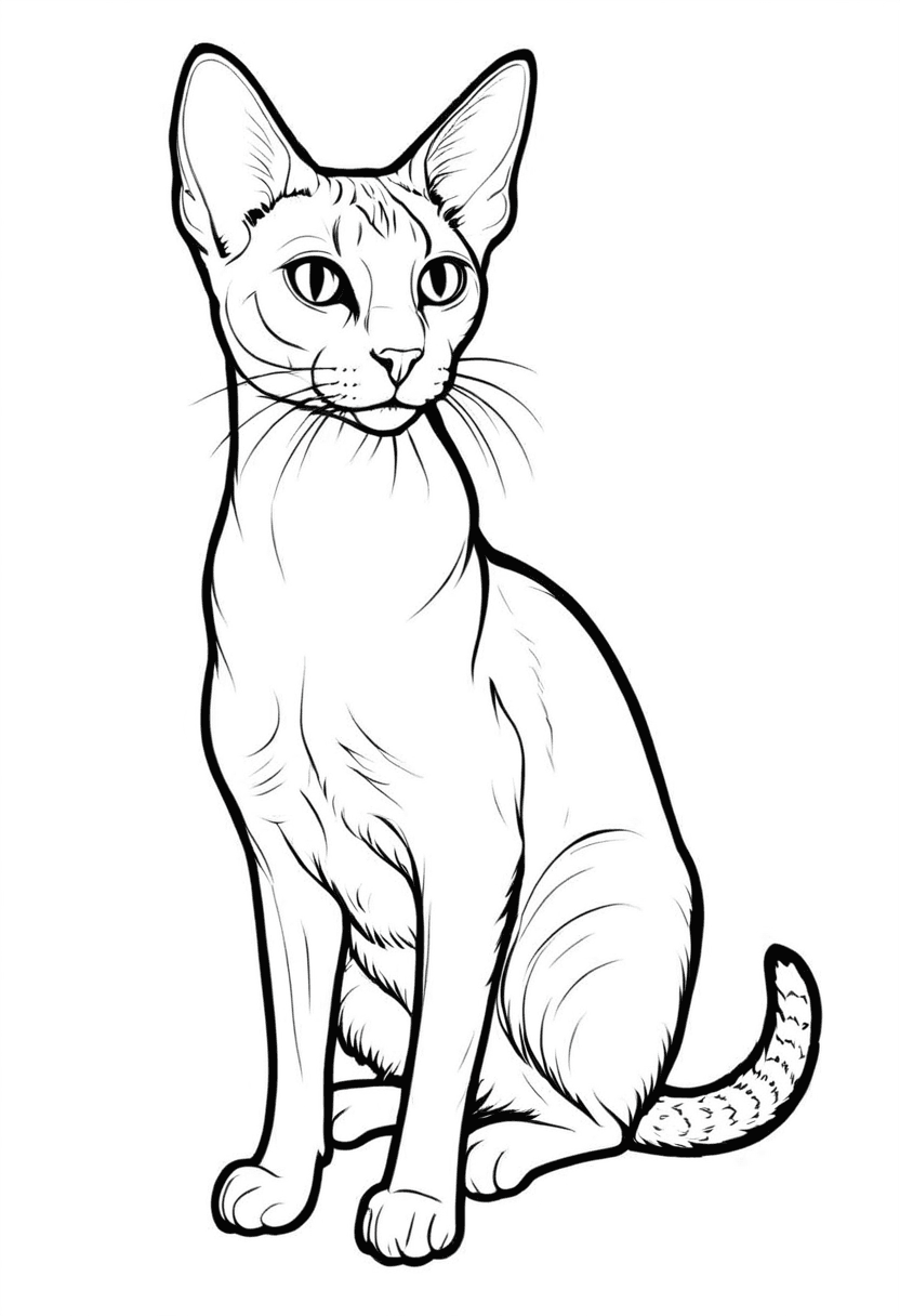 Portrait of a Siamese Cat — free printable coloring page to download and print