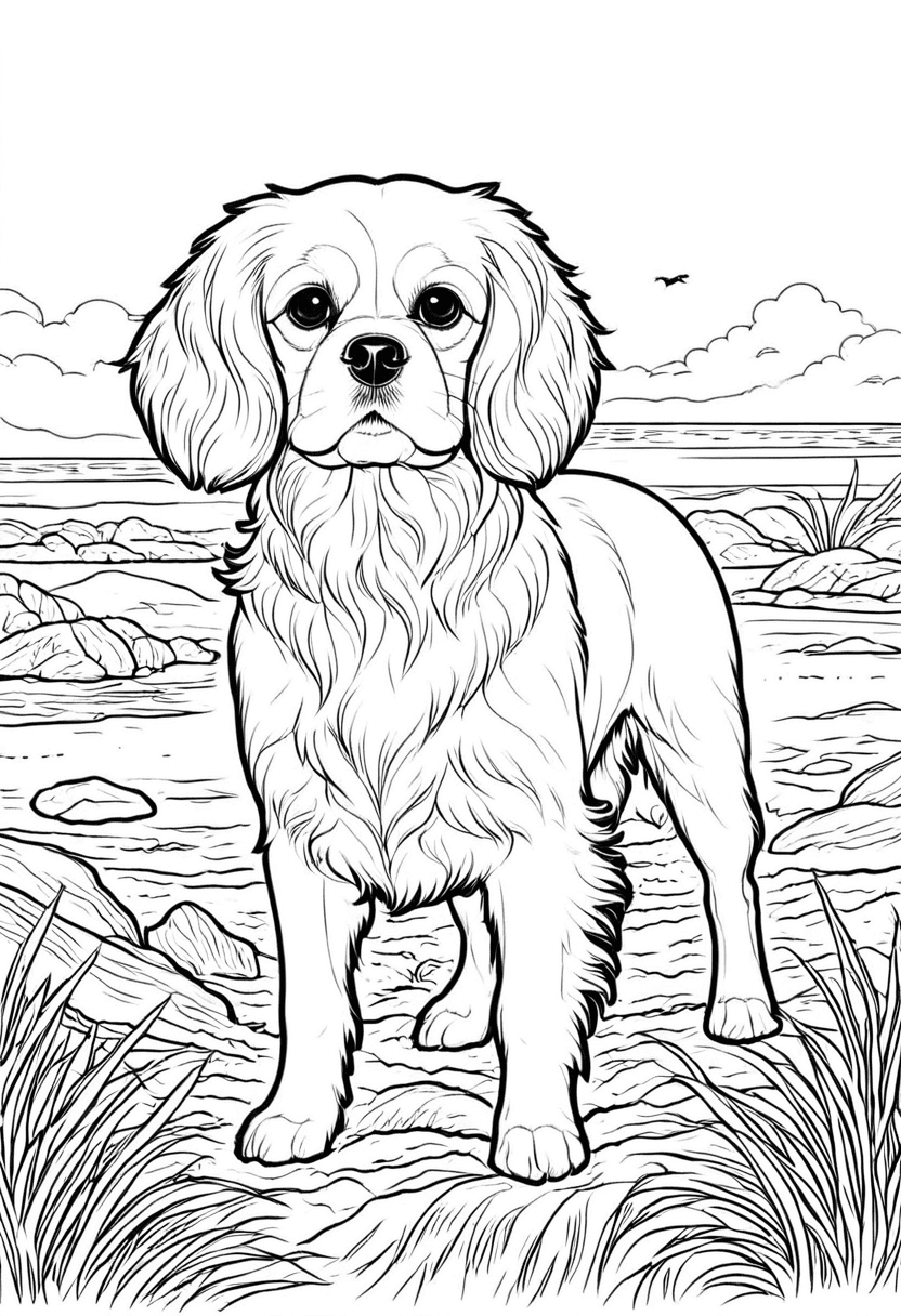 Puppy on a Rock — free printable coloring page to download and print