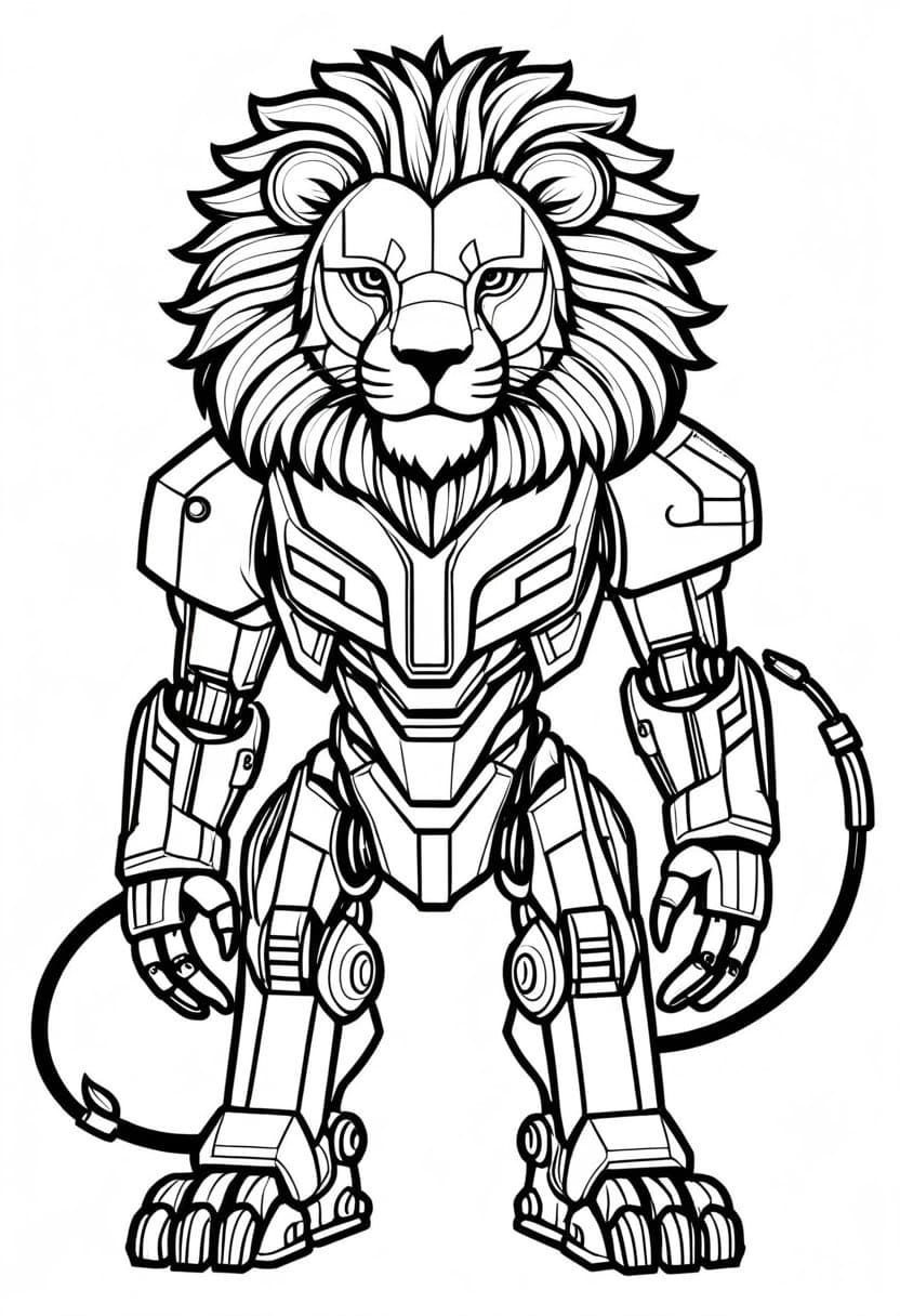 RoboLion — free printable coloring page to download and print