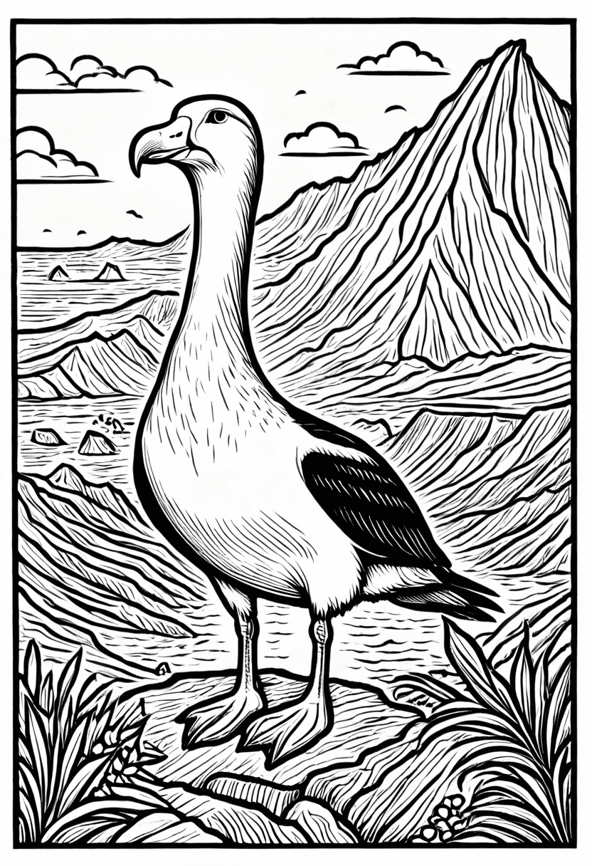 Seabird on Rocks — free printable coloring page to download and print