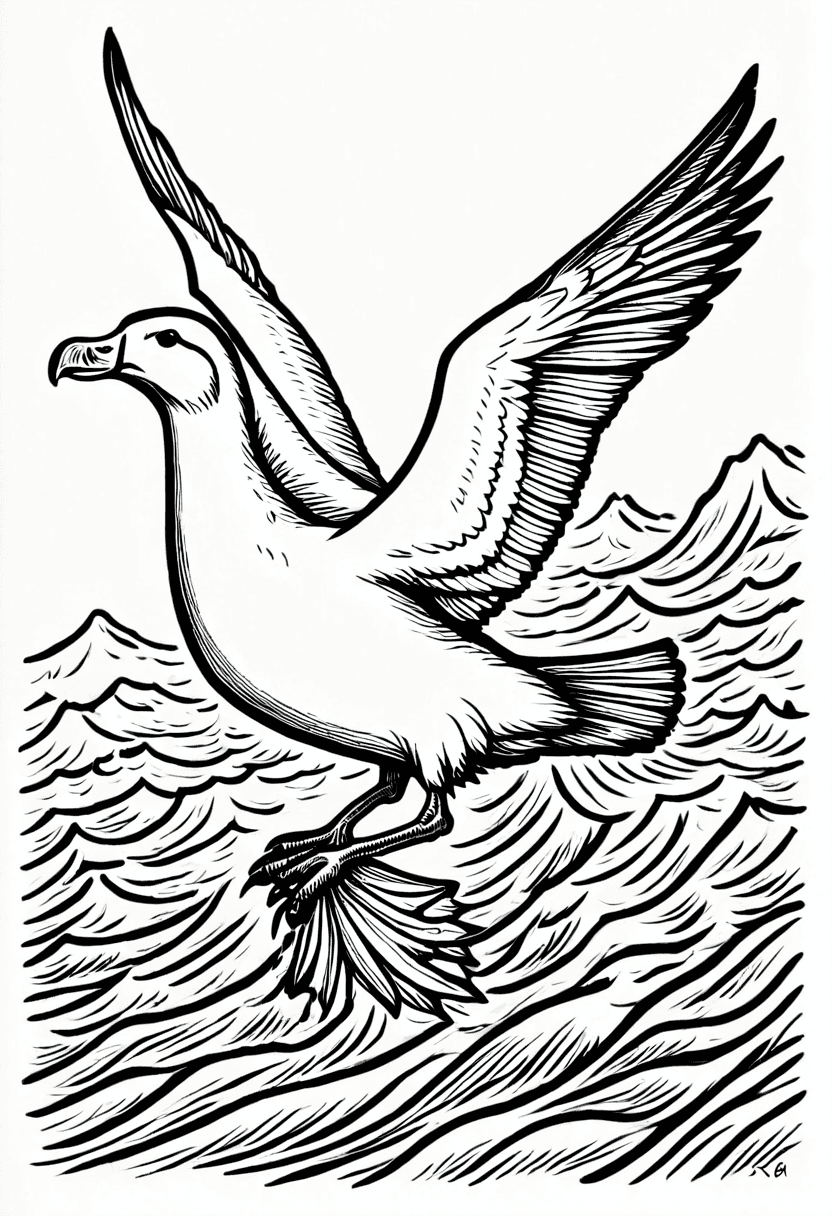 Seagull in Flight — free printable coloring page to download and print