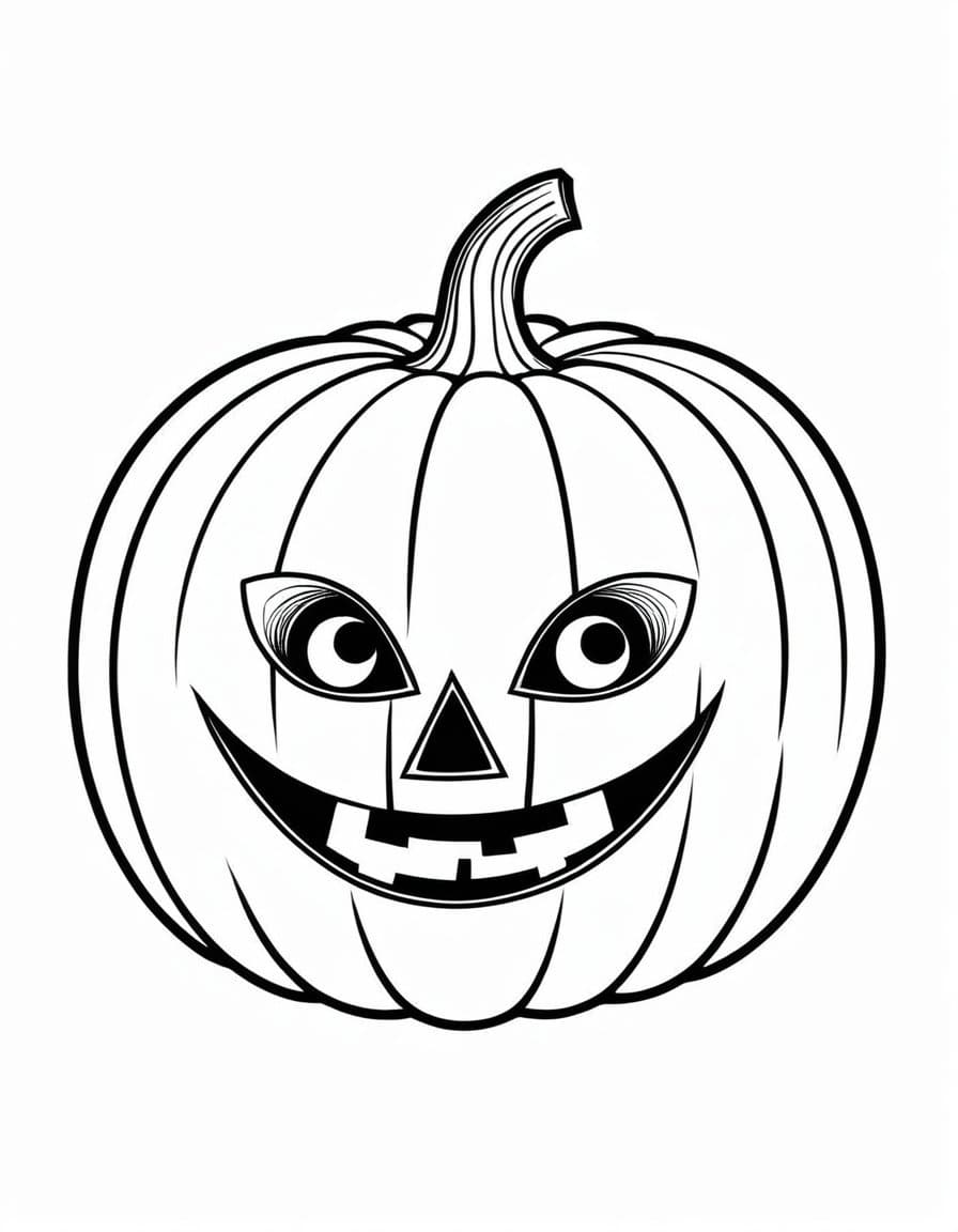 Spooky Pumpkin Halloween Icon — free printable coloring page to download and print