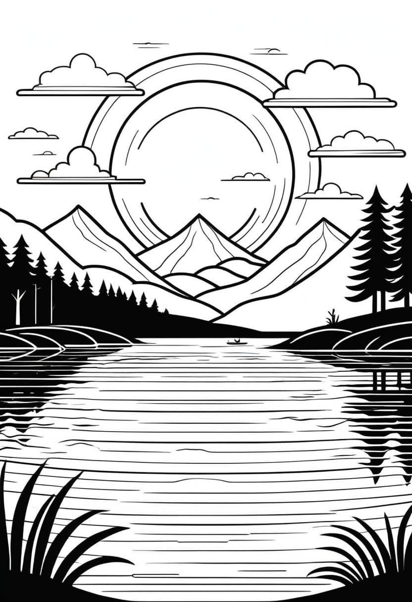 Sunrise Serenity — free printable coloring page to download and print