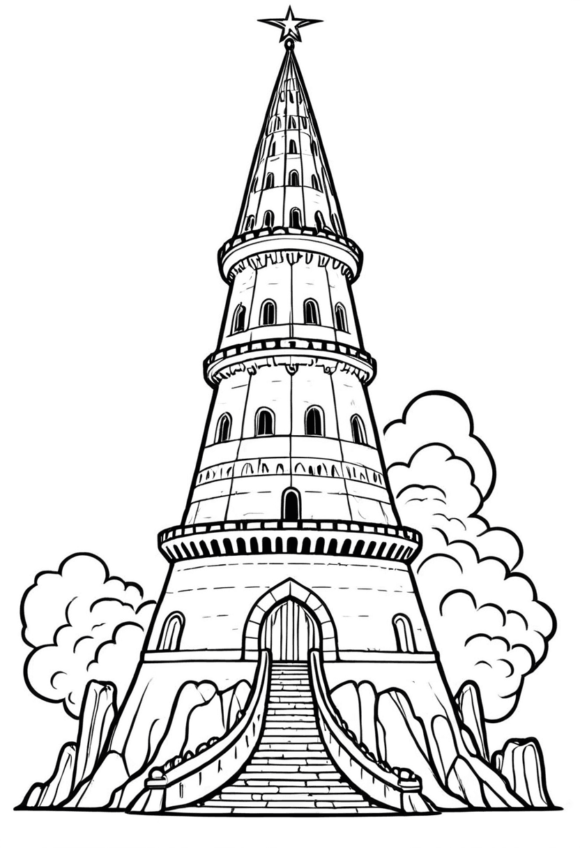 Tower Adventure — free printable coloring page to download and print