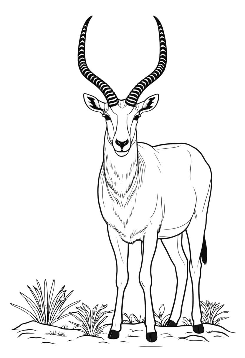 Addax Illustrated — free printable coloring page to download and print