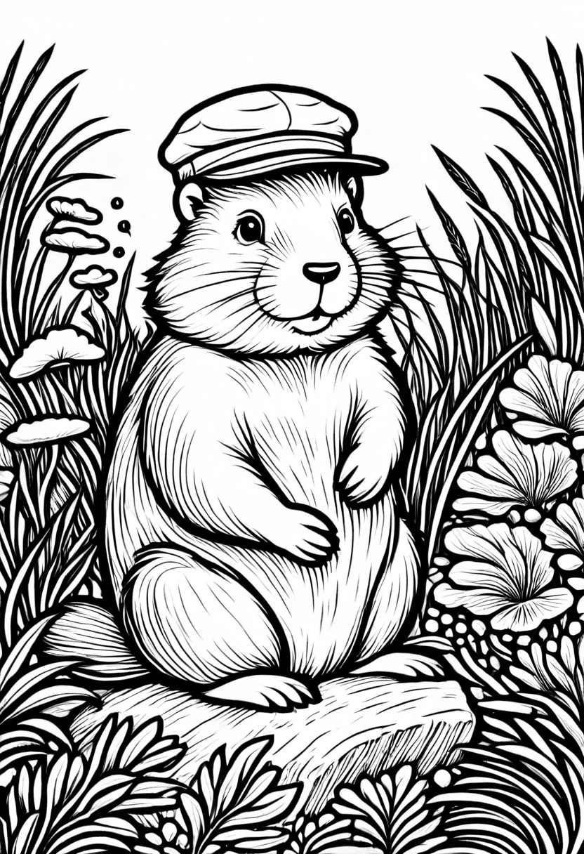 Adorable Squirrel in the Woods — free printable coloring page to download and print