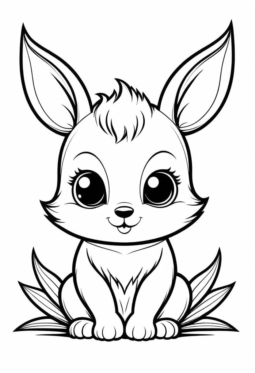 Adorable Bunny Chibi — free printable coloring page to download and print