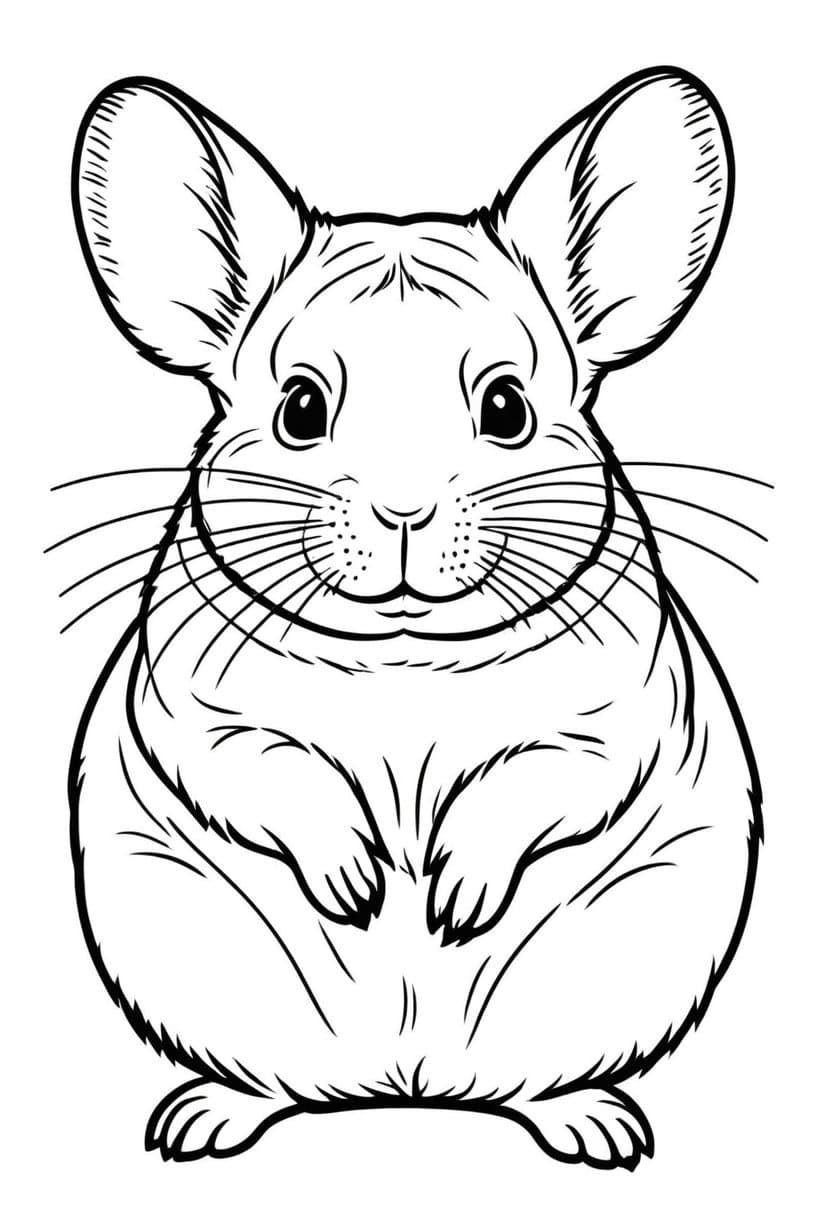 Adorable Chubby Hamster — free printable coloring page to download and print