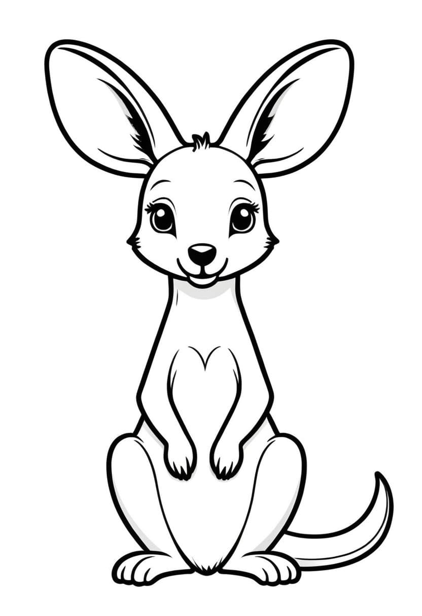 Adorable Kangaroo — free printable coloring page to download and print