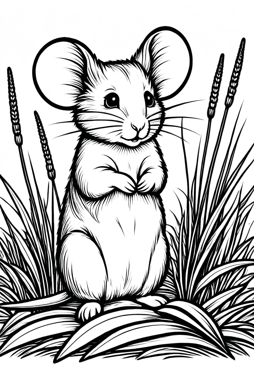 Adorable Meadow Mouse — free printable coloring page to download and print