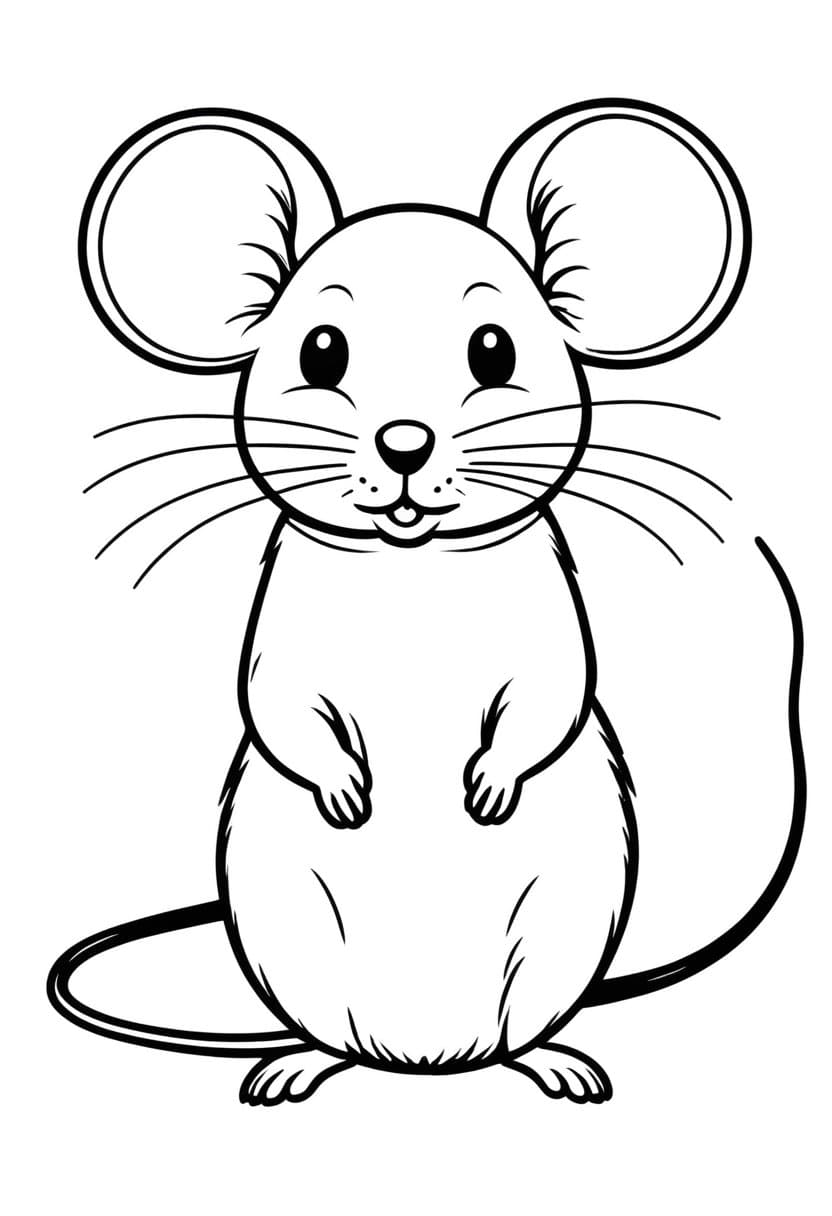 Adorable Mouse — free printable coloring page to download and print