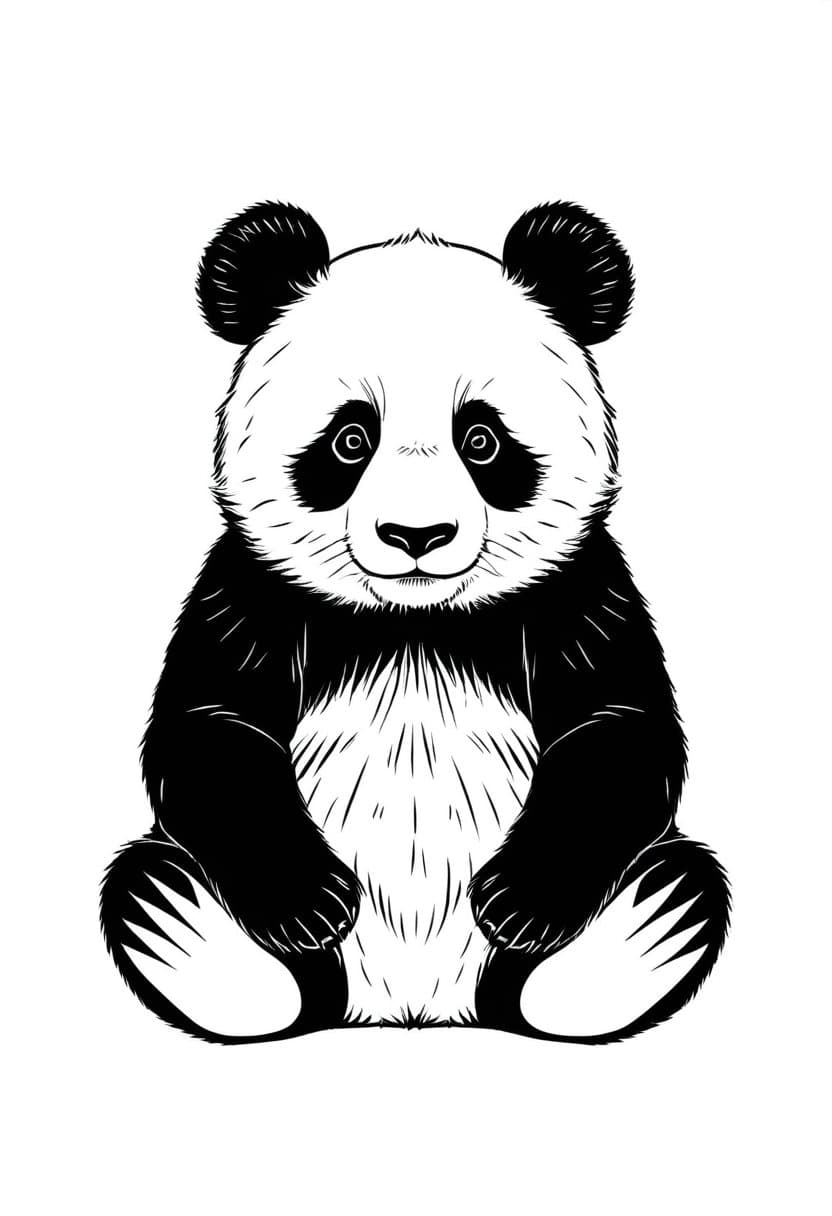 Adorable Panda — free printable coloring page to download and print